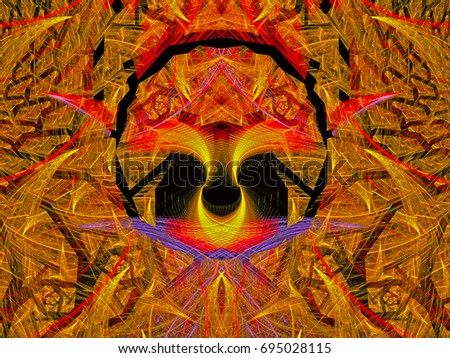 Skull. Graphic Design. Magic energy multicolored fractal. 3D rendering. 