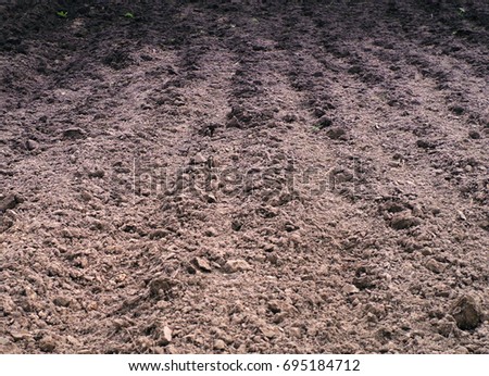 Plowed empty field. Texture of the processed earth, soils. Agriculture