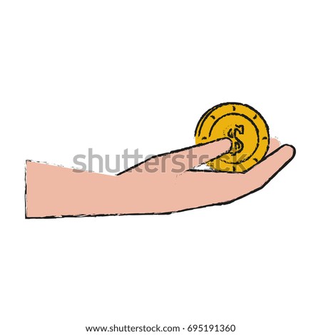 hand holding coin money icon image 
