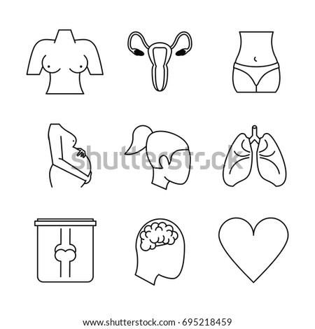white background with monochrome silhouettes icons of woman health