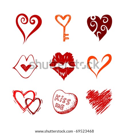 Heart icons, vector symbol set