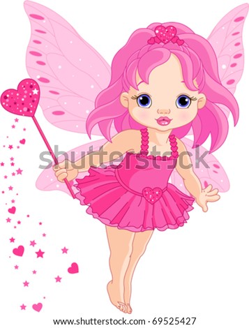 Illustration of Cute little Love baby fairy in fly