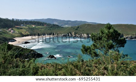 Baleo beach, Valdoviño, A Coruna, Galicia, Spain,  natural, seascape in the North, design for advertising, space for promotional text,