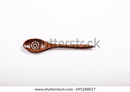 Wooden with at Sing on White Background