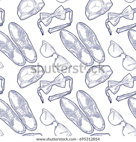 Seamless Vector Sketch Male Accessories Pattern