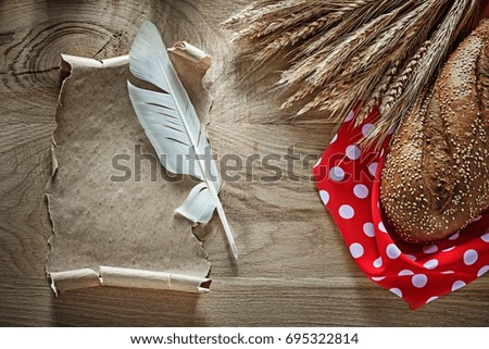 Bread rye ears red polka-dot table cloth feather vintage scroll 