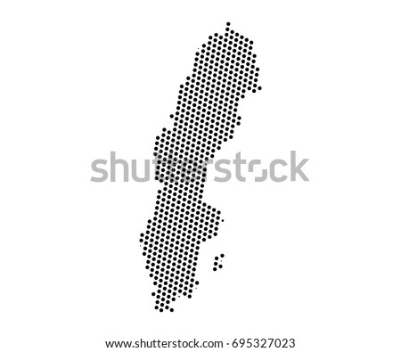 Abstract map of Sweden dots planet, lines, global world map halftone concept. Vector illustration eps 10.