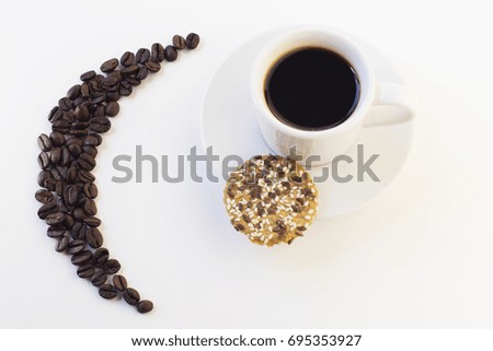 Crescent of coffee beans. Concept Islamic Festive of Arabian