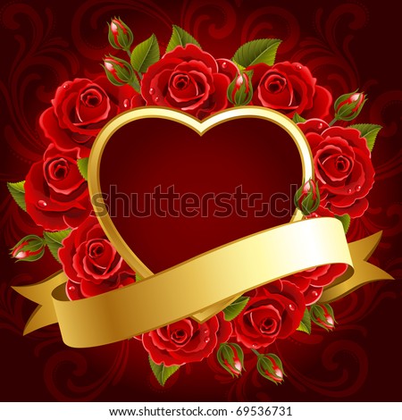 Vector illustration - Valentine's day background with roses and heart