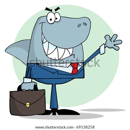 Business Shark Waving A Greeting