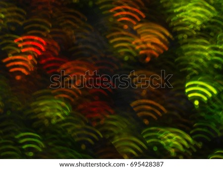 Beautiful background with different colored  wifi, abstract background, wifi shapes on black background , blurry