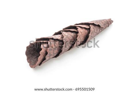 chocolate wafer cone isolated on white background
