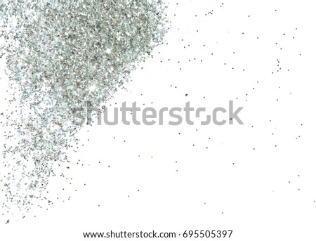 Textured background with silver glitter on white
