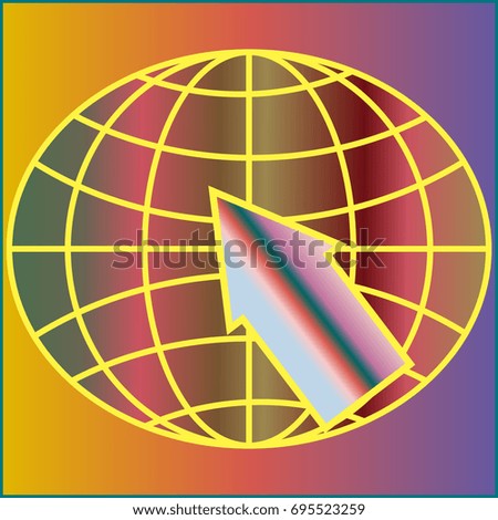 New colorful gradient WWW globe with arrow.