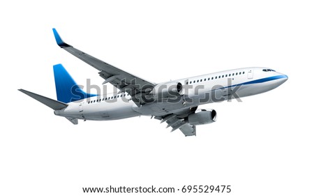Airplane isolated on white background Royalty-Free Stock Photo #695529475