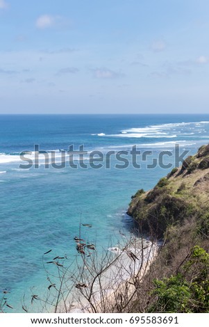 Ocean tropical landscape. Travel concept, blue sky. Bali island