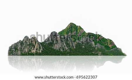 Mountain, island or hills isolated on white with clipping path, for photomontage.