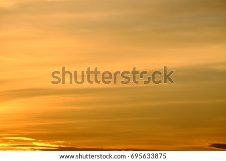 Yellow sky at dusk before sun down, yellow light and colorful sky background