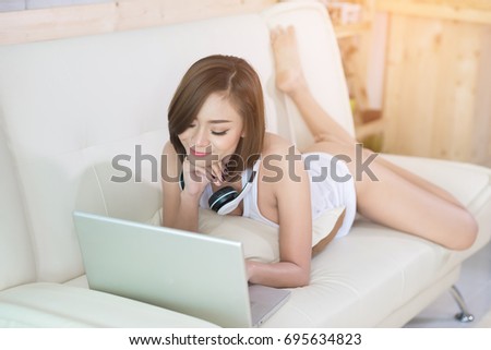 woman use laptop computer notebook