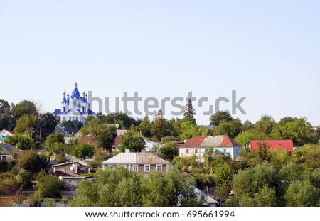  Landscape, with the walls of the old fortress. Ukraine,Kamianets-Podilskyi       
