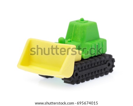Rubber eraser green car isolated on white background