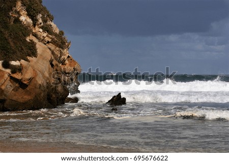 seascape in the North beach, San Román, Lugo, Galicia, Spain,  design for advertising, space for promotional text,