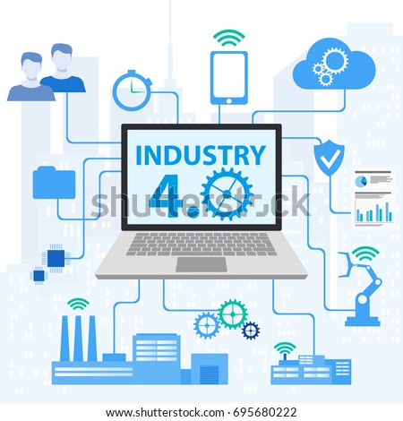Physical systems, cloud computing, cognitive computing industry 4.0 infographic. Cyber Physical Systems concept Infographic of industry 4.0. Royalty-Free Stock Photo #695680222