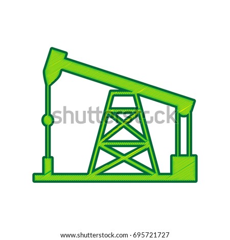 Oil drilling rig sign. Vector. Lemon scribble icon on white background. Isolated