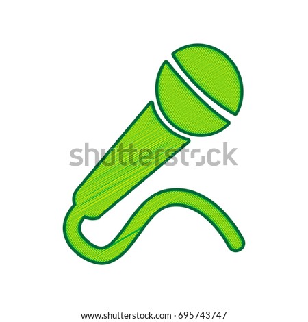 Microphone sign illustration. Vector. Lemon scribble icon on white background. Isolated
