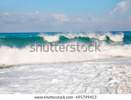 Sea Foam - Beautiful landscape with waves breaking on shore of the sea
