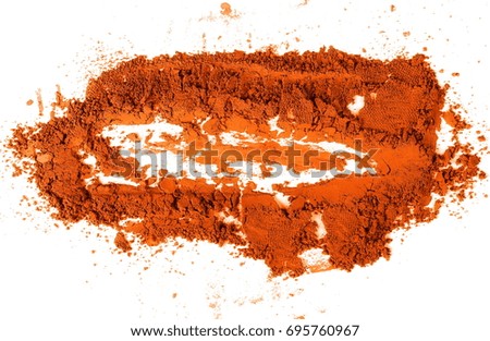 Orange eye shadow, powder isolated on white background
