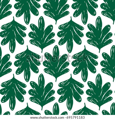 Vector seamless jungle leaf pattern. Cute green hand drawn pattern for paper, textile, handmade decoration, scrap-booking, polygraphy, t-shirt, cards.
