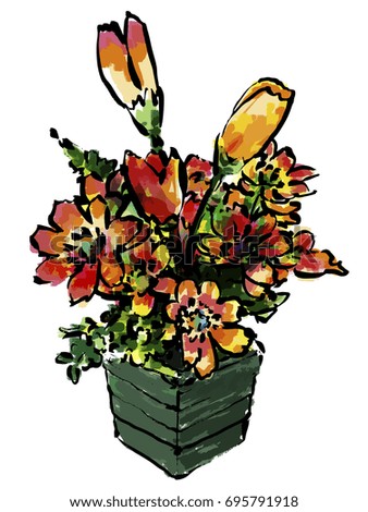 Flower bouquet artwork paint style : Vector eps.10