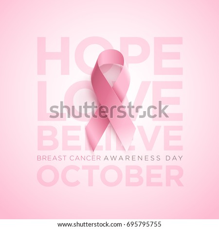 Breast Cancer Awareness Ribbon. Vector design and illustration.