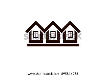 Abstract simple country houses vector illustration, homes image. Touristic and real estate idea, three cottages front view. Real estate business or property developer corporate theme.