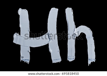 Alphabet.Oil paint.Letter H on a black