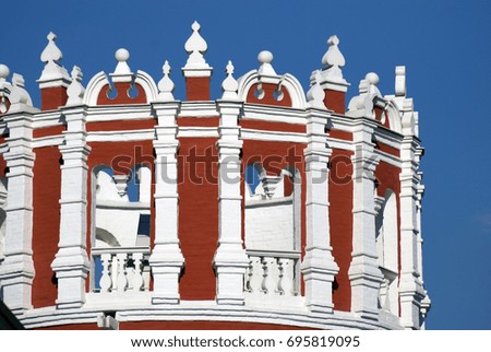 Architecture of Novodevichy convent in Moscow. Popular landmark.