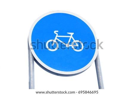 bike lane road sign on isolated. bike pole post on isolated.