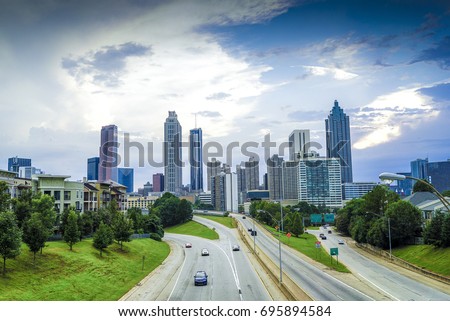 Beautiful Atlanta City View from Jackson Bridge Royalty-Free Stock Photo #695894584