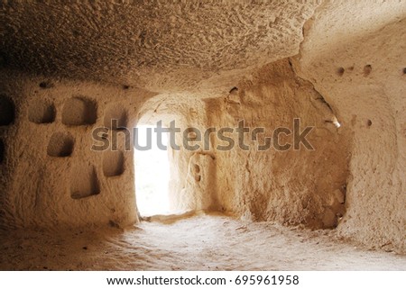 The cave city of Uchisar, Cappadocia, Turkey