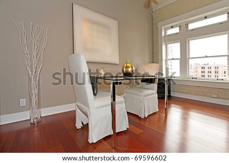 Dining area in city modern apartment