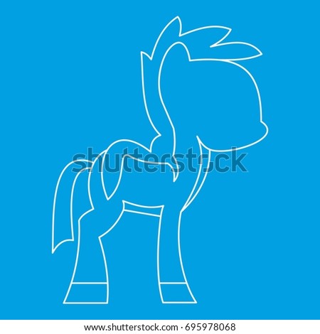 Little pony icon blue outline style isolated vector illustration. Thin line sign