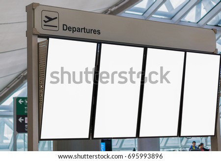 Blank white signboard or information board at the airport

