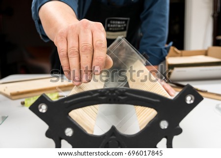 Cut glass plates being prepared for large format photography
