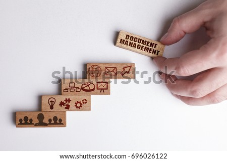 The concept of technology, the Internet and the network. Businessman shows a working model of business: Document management