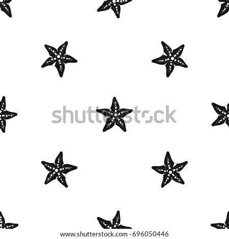 Starfishpattern repeat seamless in black color for any design. Vector geometric illustration