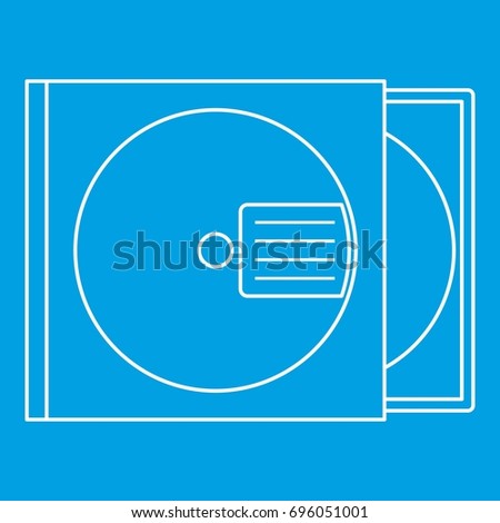 CD box icon blue outline style isolated vector illustration. Thin line sign