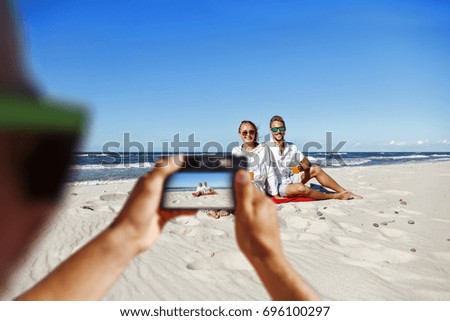 summer time on beach and camera 