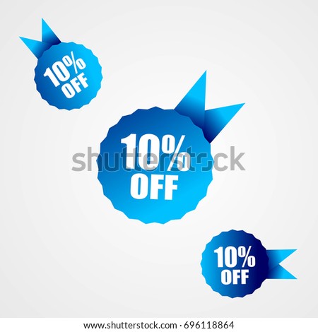 10% Off Retail Sales blue badges vector