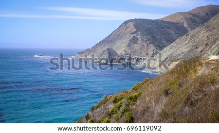 A view of the California coastline along State Route 1 between Santa Barbara and San Francisco. 